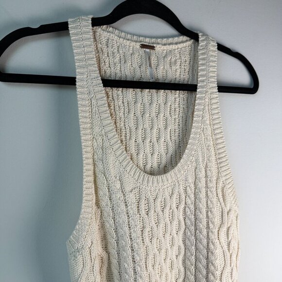Free People Sweater Tank High Tide Cable Knit Tea Sz Small Boho Coastal Cowgirl - Picture 7 of 9